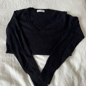 Navy Cashmere V Neck Sweater, Small